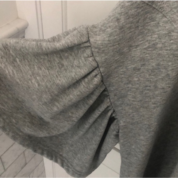Anthropologie Bell Sleeve Grey Sweatshirt Cardigan One Size - Picture 3 of 5
